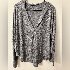 Fashion Nova V-Nexk Sweater Hoodie Size Large,Polyester,Grey Color